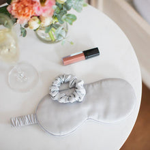 Load image into Gallery viewer, Giftable Gray Goodnight Gorgeous Satin Sleep Set [Includes Pillowcase, Sleep Mask + Scrunchie]