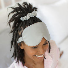 Load image into Gallery viewer, Giftable Gray Goodnight Gorgeous Satin Sleep Set [Includes Pillowcase, Sleep Mask + Scrunchie]