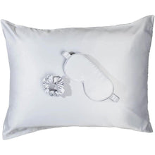 Load image into Gallery viewer, Giftable Gray Goodnight Gorgeous Satin Sleep Set [Includes Pillowcase, Sleep Mask + Scrunchie]