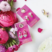 Load image into Gallery viewer, Girl Power Gemstone Leather Tag Earrings