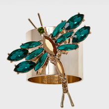Load image into Gallery viewer, Dragonfly napkin rings, emerald, set of two