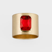 Load image into Gallery viewer, Single gem napkin rings, bright red, set of two