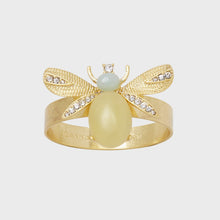 Load image into Gallery viewer, Etched wing bug skinny napkin rings, lemon jasper, set of four