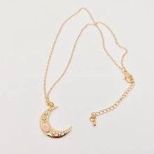 Load image into Gallery viewer, Golden Star Moon Inlaid Opal Pendant Necklace | Fashion Chain Jewelry