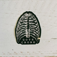 Load image into Gallery viewer, Goth Crone Sticker | Vinyl Die Cut Decal | Gothic Spooky Ribcage Illustration
