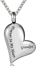 Load image into Gallery viewer, Heart Shaped Cremation Urn Necklace Engraved With "Forever In My Heart"