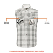 Load image into Gallery viewer, Gray Ride Men's Gray and Black Sleeveless Flannel Shirt