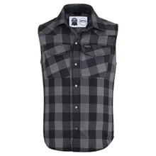 Load image into Gallery viewer, Gray Ride Men's Gray and Black Sleeveless Flannel Shirt