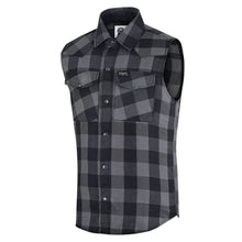 Load image into Gallery viewer, Gray Ride Men's Gray and Black Sleeveless Flannel Shirt