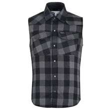 Load image into Gallery viewer, Gray Ride Men's Gray and Black Sleeveless Flannel Shirt
