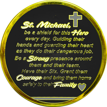Load image into Gallery viewer, GL7-004 Correctional Officer CO Prayer Saint Michael Protect Us Matthew 14:30 Challenge Coin Thin Gray Line