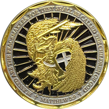 Load image into Gallery viewer, GL4-007 Saint Michael Police Prayer Challenge Coin Thin Gray Line Corrections CO Correctional Officer St. Michael Protect Us