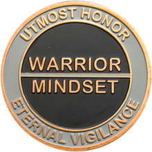 Load image into Gallery viewer, GL8-006 Warrior Mindset Challenge Coin Thin Gray Line Correctional Officer CO Corrections