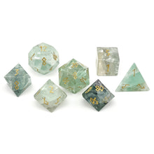 Load image into Gallery viewer, Green Fluorite - 7 Piece RPG Set Gemstone Dice
