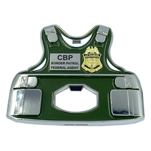 Load image into Gallery viewer, DL5-10 Border Patrol Bottle Opener Body Armor Ballistic Vest Challenge Coin Agent CBP BPA