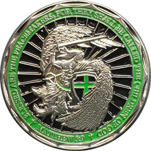 Load image into Gallery viewer, GL3-007 Saint Michael Police Prayer Challenge Coin Thin Green Line Army Marines CBP Border Patrol St. Michael Protect Us
