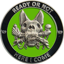 Load image into Gallery viewer, BL6-007 Border Patrol K9 Challenge Coin Canine Unit Saint Michael Thin Green Line Prayer Paw Prints