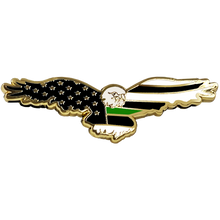 Load image into Gallery viewer, PBX-006-C Bald Eagle Thin Green Line Border Patrol Army American Flag Cloisonné pin with dual pin posts Veteran