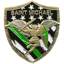 Load image into Gallery viewer, GL5-003 Border Patrol Agent Saint Michael Gladiator Shield Thin Green Line Flag Challenge Coin Army Military Veteran