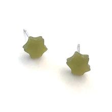 Load image into Gallery viewer, Sage Green Moonglow Mini Star Vintage Stud Earrings