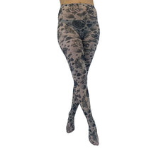 Load image into Gallery viewer, Grunge and Roses Printed Tights in Gray [Sizes Through US 14]