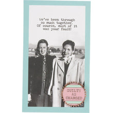 Load image into Gallery viewer, Guilty As Charged Pink and Mint Enamel Pin on Gift Card