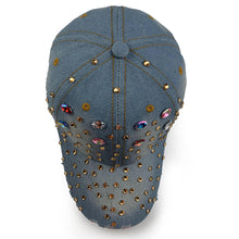 Load image into Gallery viewer, Desire Light Denim Hat with Rhinestones