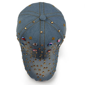 Desire Light Denim Hat with Rhinestones