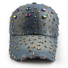 Load image into Gallery viewer, Desire Light Denim Hat with Rhinestones