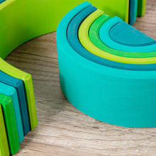 Load image into Gallery viewer, **Pre-order (Ships in 2-3 Weeks)**12 Pcs STAINED Large Basswood Rainbow Stacking Blocks Meadow Green