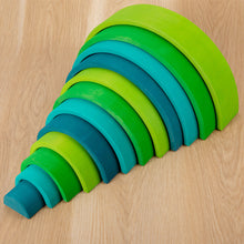 Load image into Gallery viewer, **Pre-order (Ships in 2-3 Weeks)**12 Pcs STAINED Large Basswood Rainbow Stacking Blocks Meadow Green