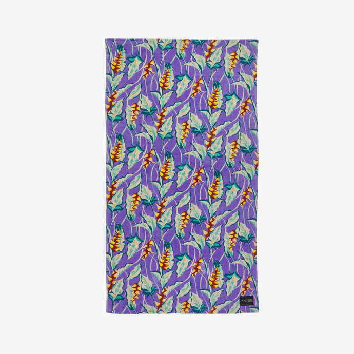 Heliconia Beach Towel - Ube | Hoffman Fabrics x Slowtide