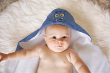 Load image into Gallery viewer, Slate Blue Monster Soft and Absorbent Hooded Baby Towel