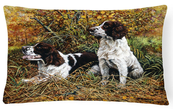 Two Springer Spaniels in the grasses Fabric Decorative Pillow HMHE0002PW1216