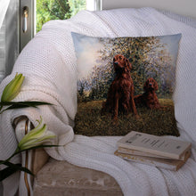 Load image into Gallery viewer, Red Irish Setters by Michael Herring Throw Pillow - 14x14 Decorative Pillow – Art for Your Home &amp; Patio HMHE0049PW1414