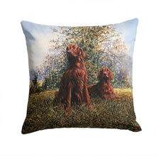 Load image into Gallery viewer, Red Irish Setters by Michael Herring Throw Pillow - 14x14 Decorative Pillow – Art for Your Home &amp; Patio HMHE0049PW1414