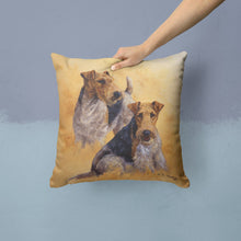 Load image into Gallery viewer, Fox Terriers by Michael Herring Throw Pillow - 14x14 Decorative Pillow – Art for Your Home &amp; Patio HMHE0180PW1414