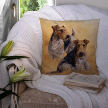 Load image into Gallery viewer, Fox Terriers by Michael Herring Throw Pillow - 14x14 Decorative Pillow – Art for Your Home &amp; Patio HMHE0180PW1414