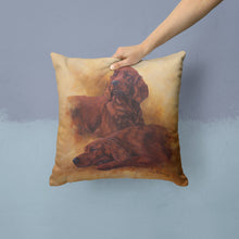 Load image into Gallery viewer, Red Irish Setters Portrait by Michael Herring Throw Pillow - 14x14 Decorative Pillow – Art for Your Home &amp; Patio HMHE0181PW1414