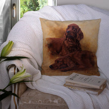 Load image into Gallery viewer, Red Irish Setters Portrait by Michael Herring Throw Pillow - 14x14 Decorative Pillow – Art for Your Home &amp; Patio HMHE0181PW1414