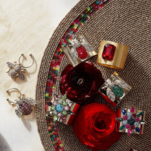 Load image into Gallery viewer, Single gem napkin rings, bright red, set of two