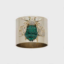 Load image into Gallery viewer, Sparkle bee napkin rings, emerald, set of two