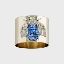 Load image into Gallery viewer, Sparkle bee napkin rings, blue, set of two