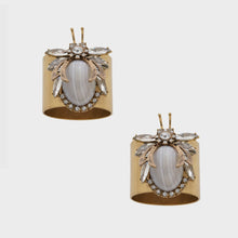 Load image into Gallery viewer, Vintage bug napkin rings, grey agate, set of two