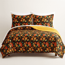 Load image into Gallery viewer, DaDa Bedding Marigold’s Floral Brown Yellow Botanical Garden Quilted Bedspread Set (HS-3330)