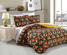 Load image into Gallery viewer, DaDa Bedding Marigold’s Floral Brown Yellow Botanical Garden Quilted Bedspread Set (HS-3330)