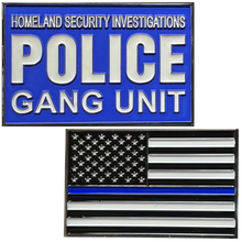Load image into Gallery viewer, EL11-003 HSI Special Agent Police Gang Unit Challenge Coin Blue Line American Flag