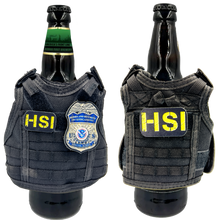 Load image into Gallery viewer, BL2-013 HSI SPECIAL AGENT Tactical Beverage Bottle or Can Cooler Vest with removable patches perfect gift for Challenge Coin collectors