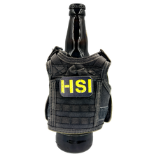 Load image into Gallery viewer, BL2-013 HSI SPECIAL AGENT Tactical Beverage Bottle or Can Cooler Vest with removable patches perfect gift for Challenge Coin collectors