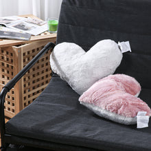 Load image into Gallery viewer, Tache Faux Fur Pink White Heart Shape Throw Pillow (#7)